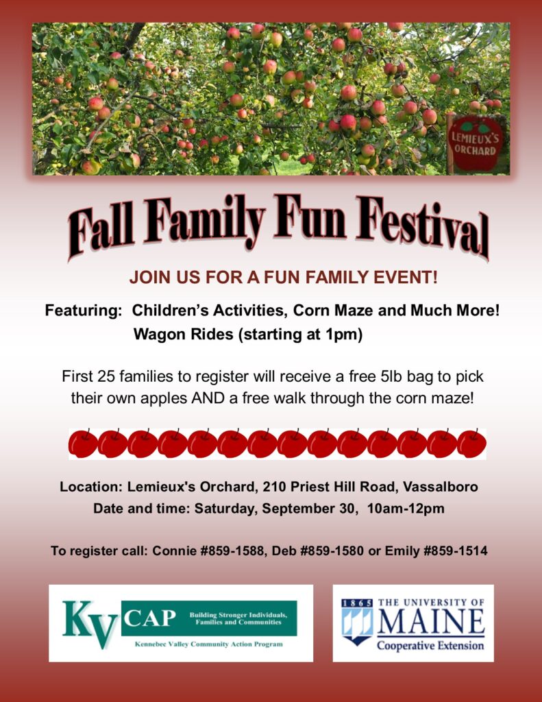 fall family fun festival in vassalboro flyer