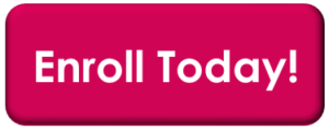 A rectangular, magenta button with white text in the center that reads "Enroll Today!.