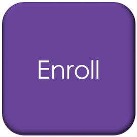 A purple square button with rounded corners displays the word "Enroll" in white, sans-serif font at the center.